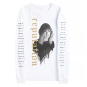Taylor Swift Canvas 2018 Reputation Stadium Tour Long Sleeve White Medium Shirt